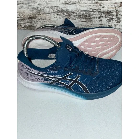 ASICS Evoride 3 Women's Running Shoes Blue Pink Lightweight Athletic Sneakers - Picture 6 of 16